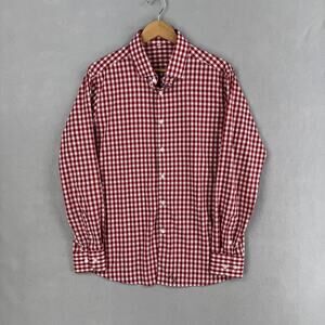 State & Liberty Shirt Mens XL Red Check Long Sleeve Button Up Stretch Casual